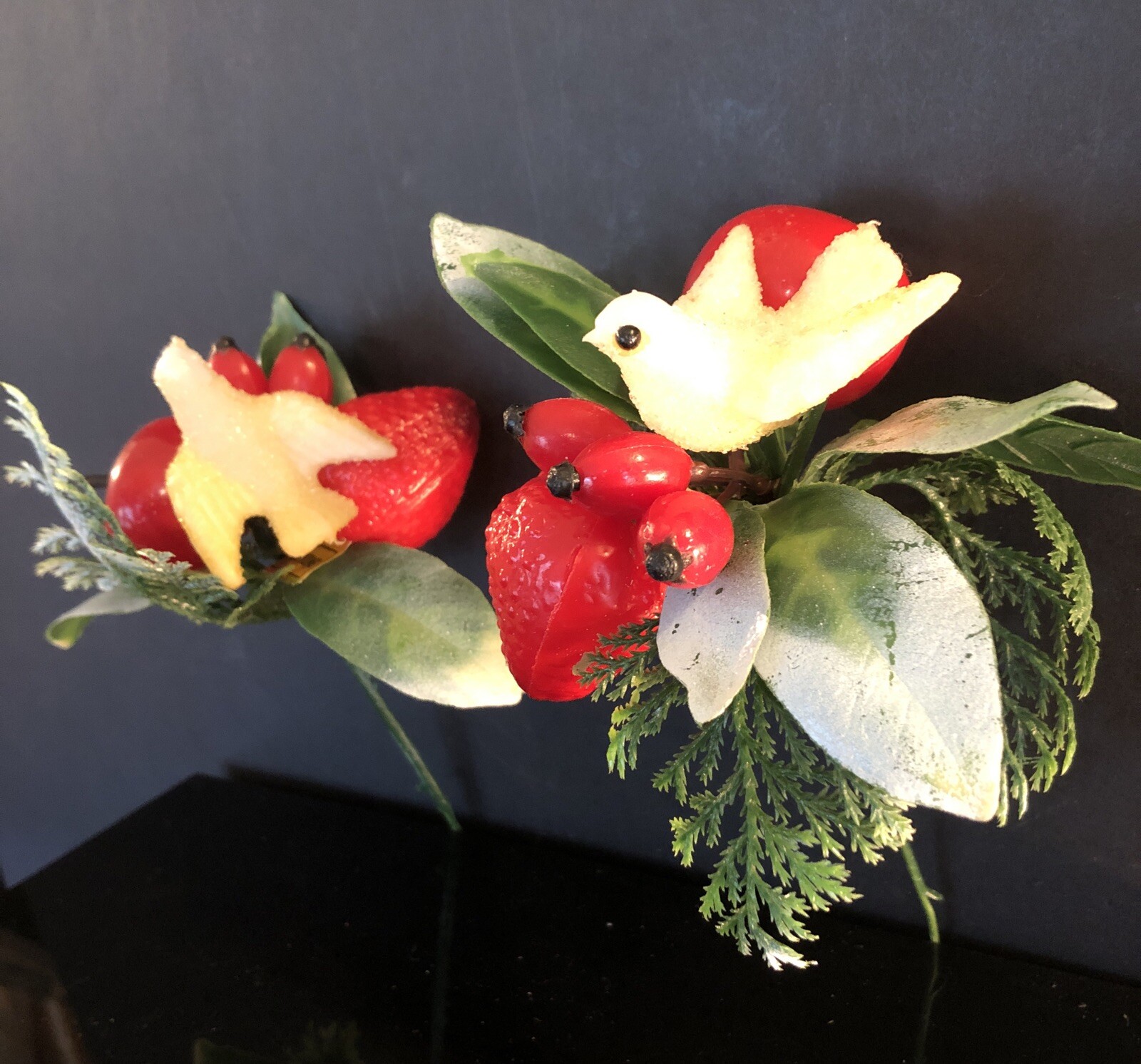 Vintage Plastic 7” Floral Picks & 5” Candle Taper Greenery Rings Hong Kong