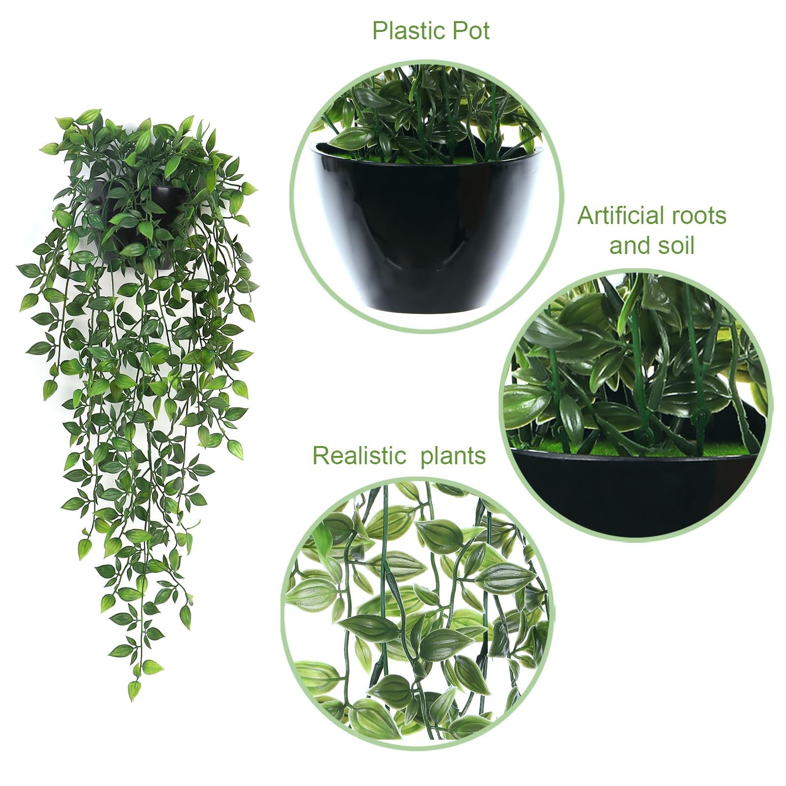 Artificial Hanging Plants,1 Pack Fake Wall Plants,Faux Mandala Vines Potted P…