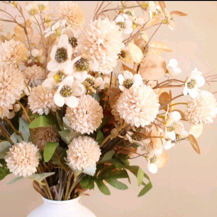 Bulk Silk Flower Arrangements For Home Decor, Fake Mums,Long Stem Artificial..CP