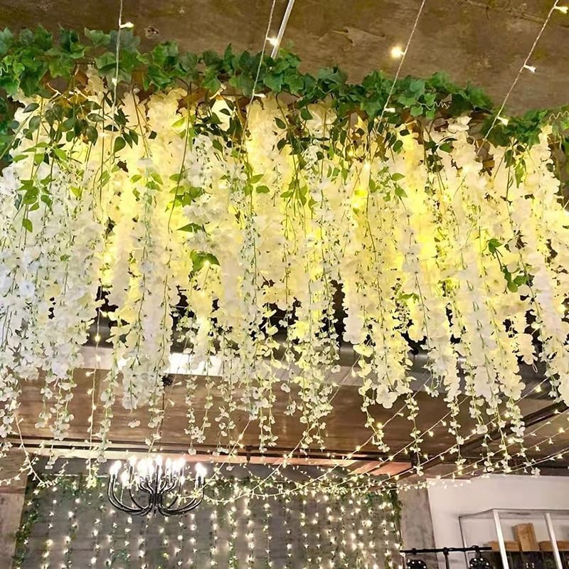 120pcs Artificial Wisteria Vine Garland Fake Flower Plant Garden Wedding Decor