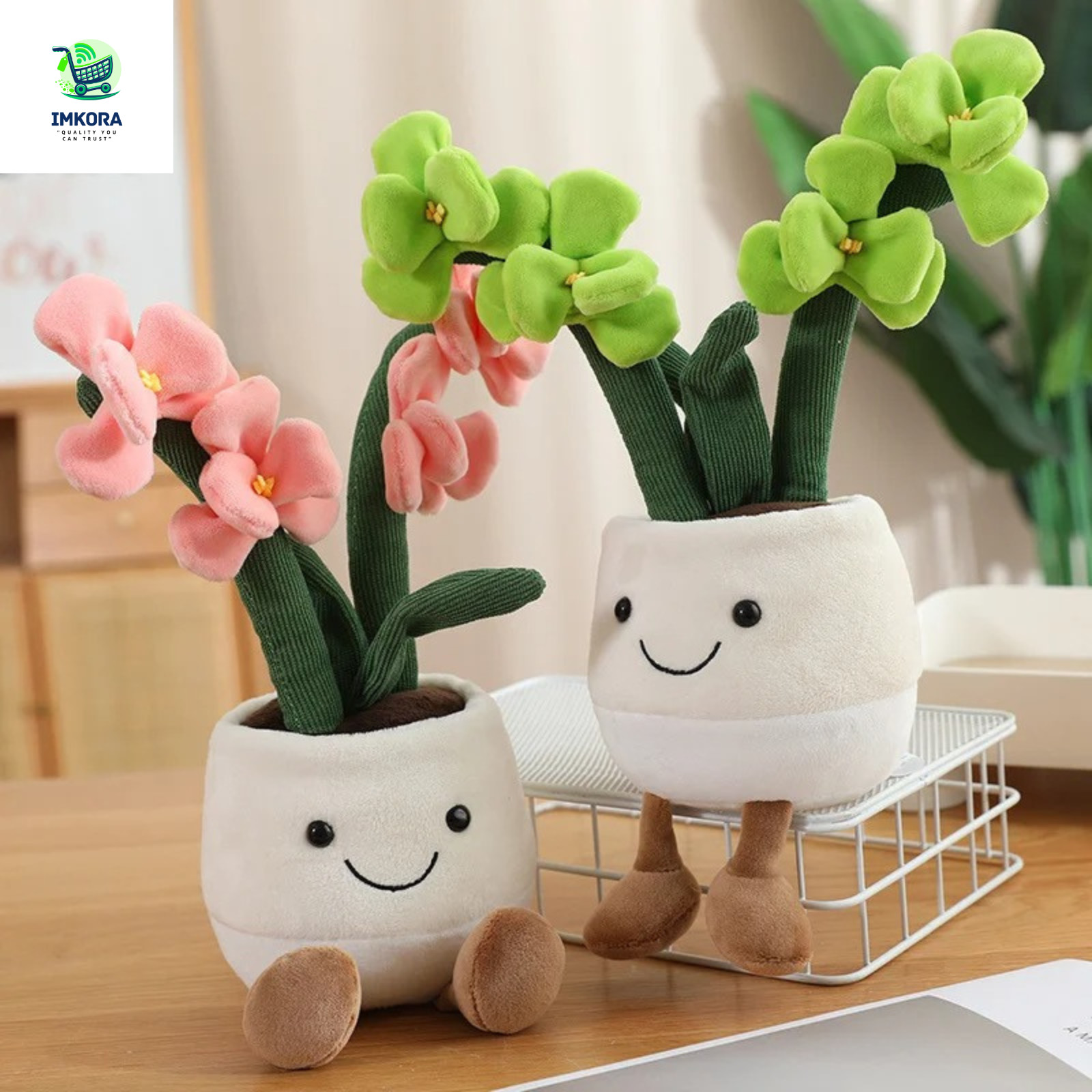 35cm Plush Orchid Flower Pot Doll Smiling Plant Plush Toy Cute Stuffed Pillow