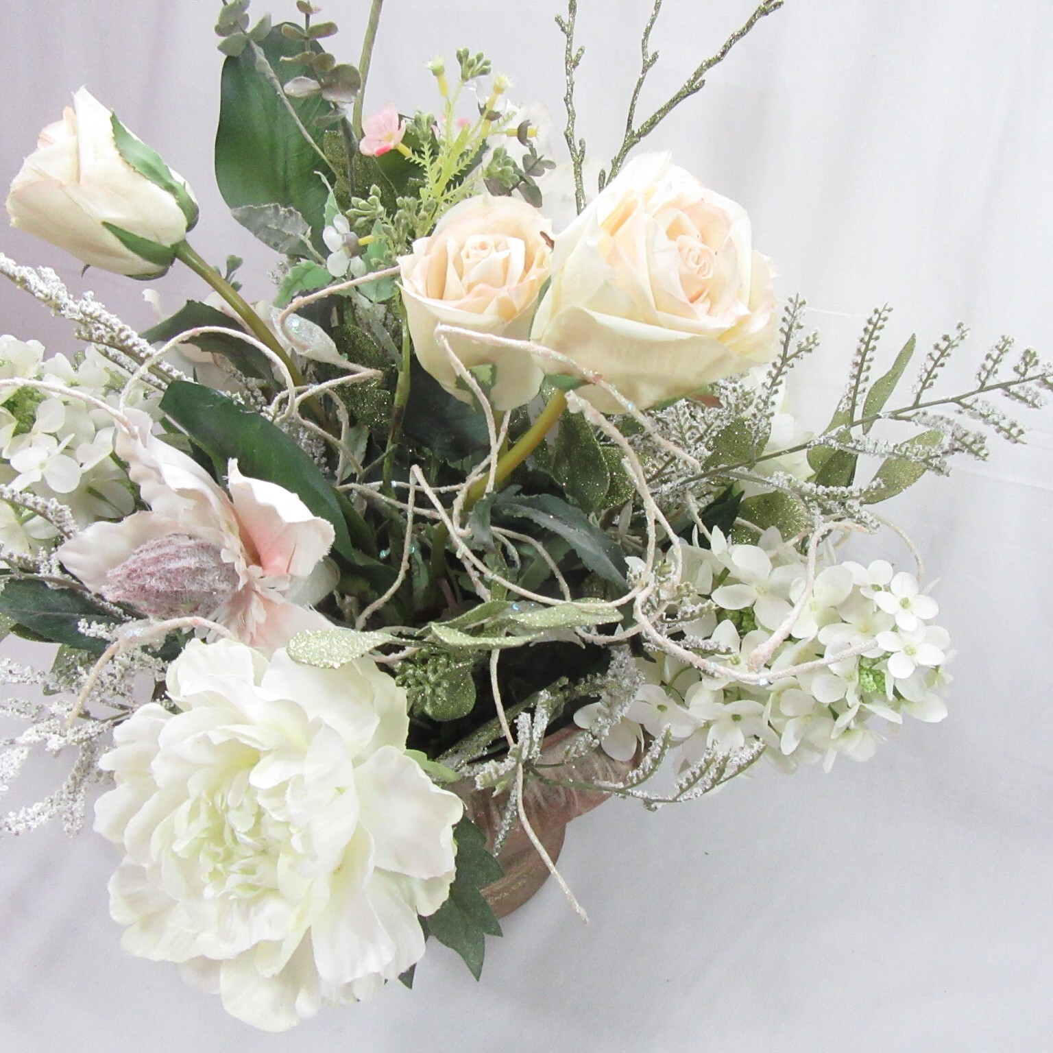 Artificial Rose Floral White Table Centerpiece Large Silk Flower Arrangement