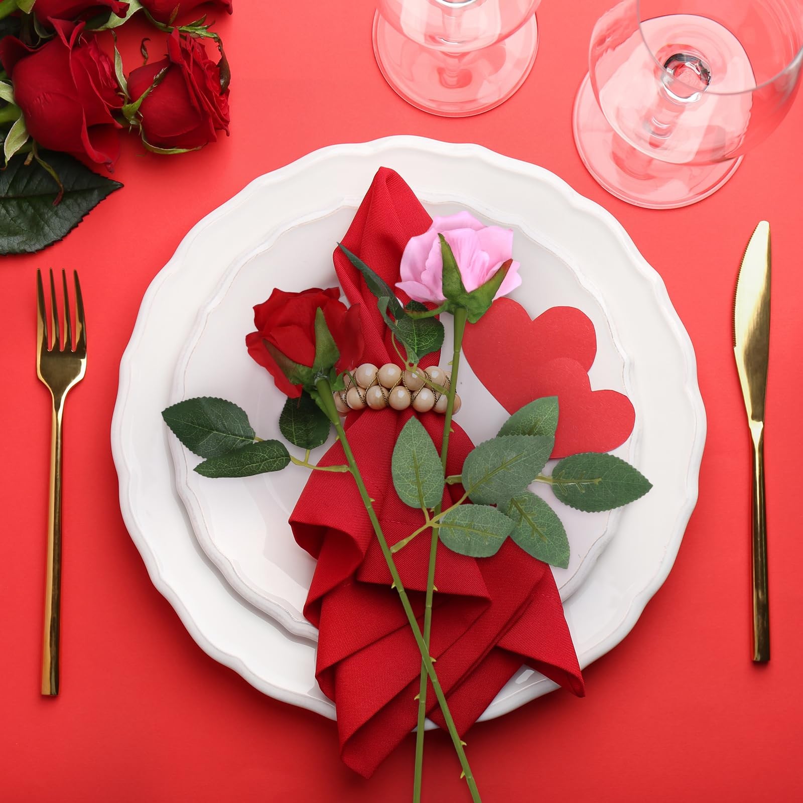 30 PCS Red Pink Artificial Silk Faux Roses For Wedding Centerpieces Home Decor