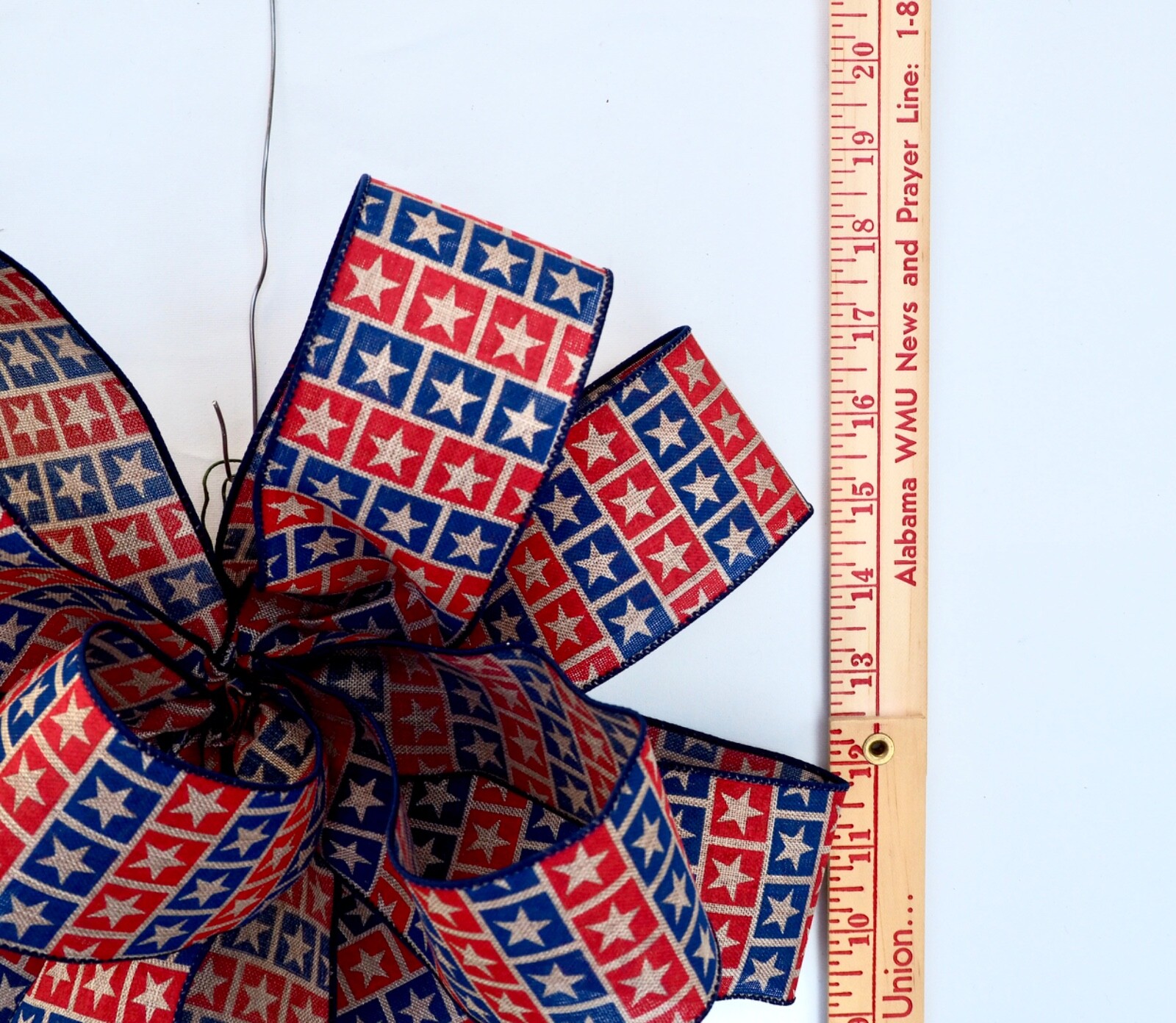 Patriotic Bow with Wired Ribbon for Wreath Decorative Bow