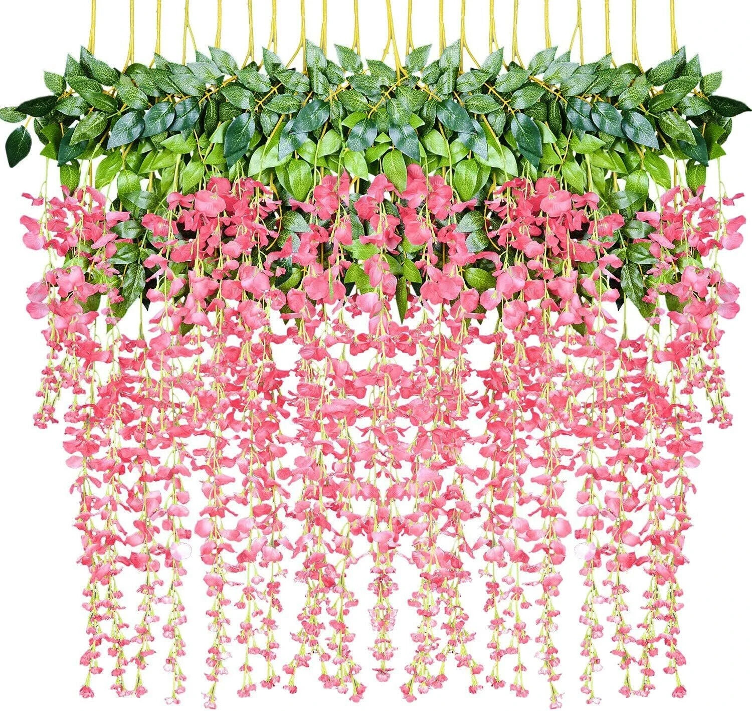 DearHouse 12 Pack 1 Piece 3.6 Feet Artificial Fake Wisteria Vine Ratta Hanging