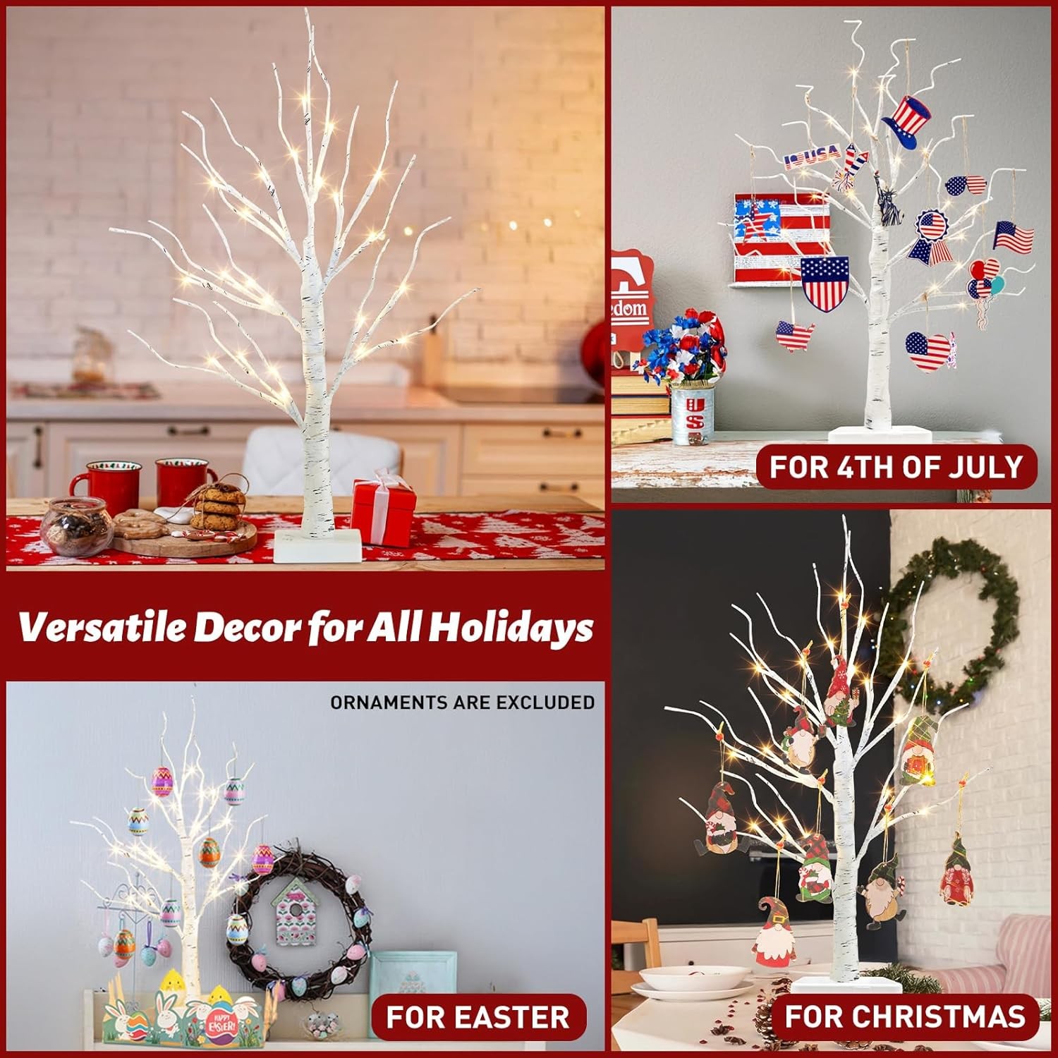 PEIDUO Artificial Tree for Easter Decorations, 2 FT Birch