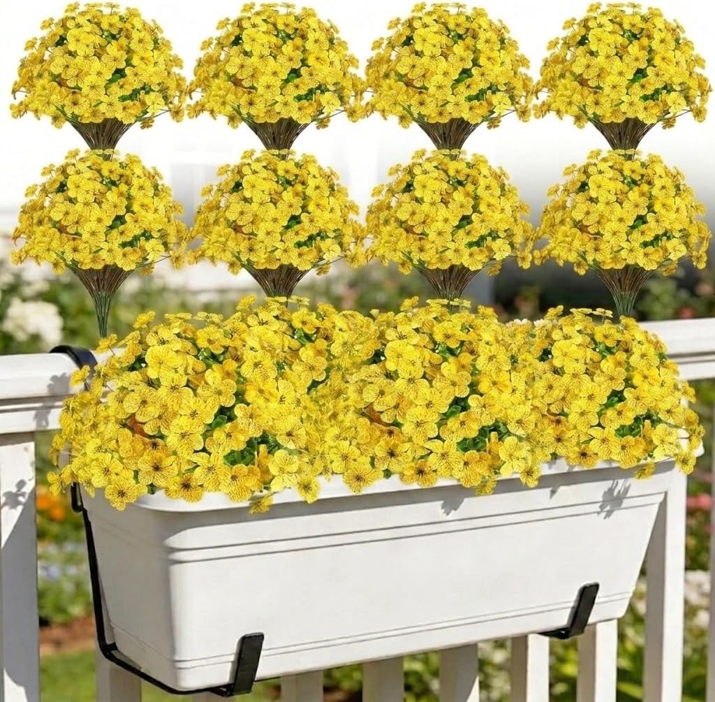 24 Bundles UV Resistant Artificial Flowers, Outdoor Indoor Orange Decor