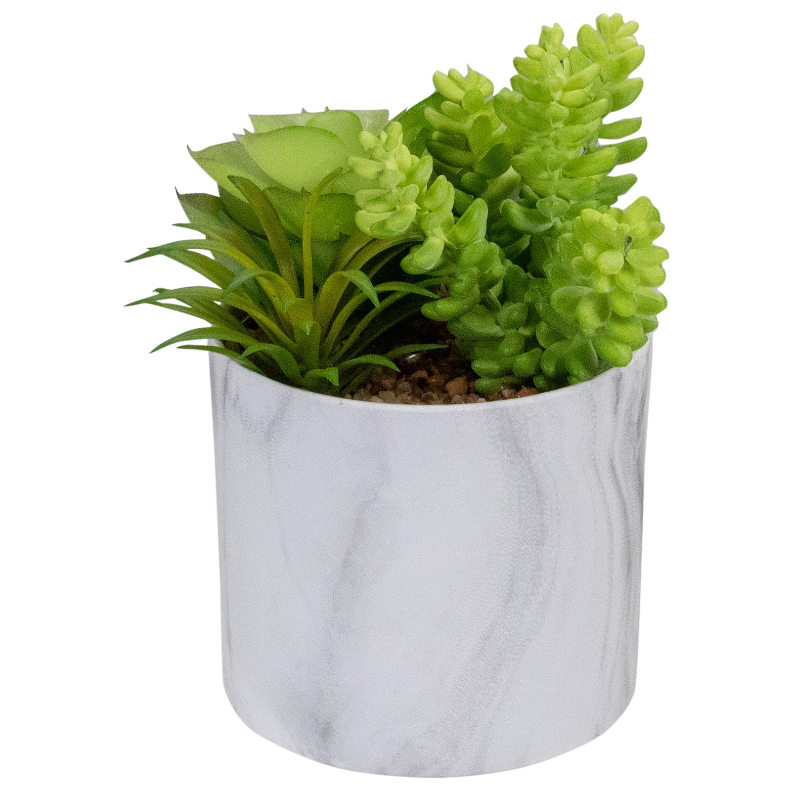 Northlight 6.5″ Green Artificial Succulent Arrangement in Faux Marble Pot