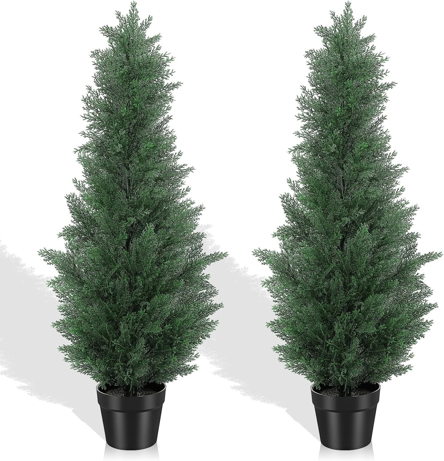 NEW 3FT Artificial Cedar Trees Set of 2 UV Resistant Faux Evergreen Decor