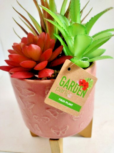 Faux Plant Mini Succulent Flowers & Hyrengea in Ceramic Pot 4″ Pot Set Of 2