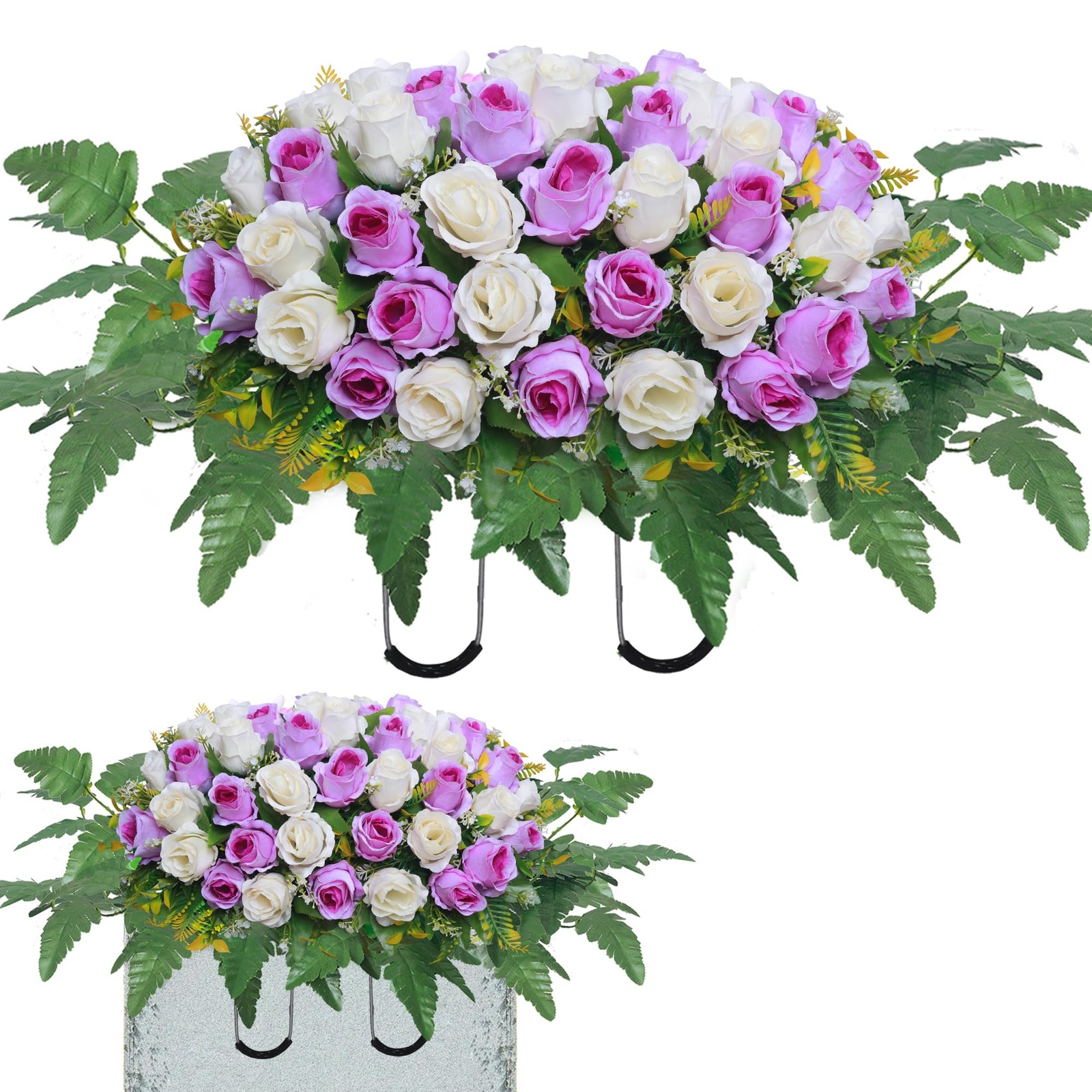 Artificial Cemetery Flower Saddles, Rose Headstone Flower Saddle Outdoor Grave D