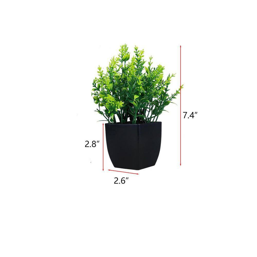 Fake Plants in Black Pot Garden Statue, 4-Pack