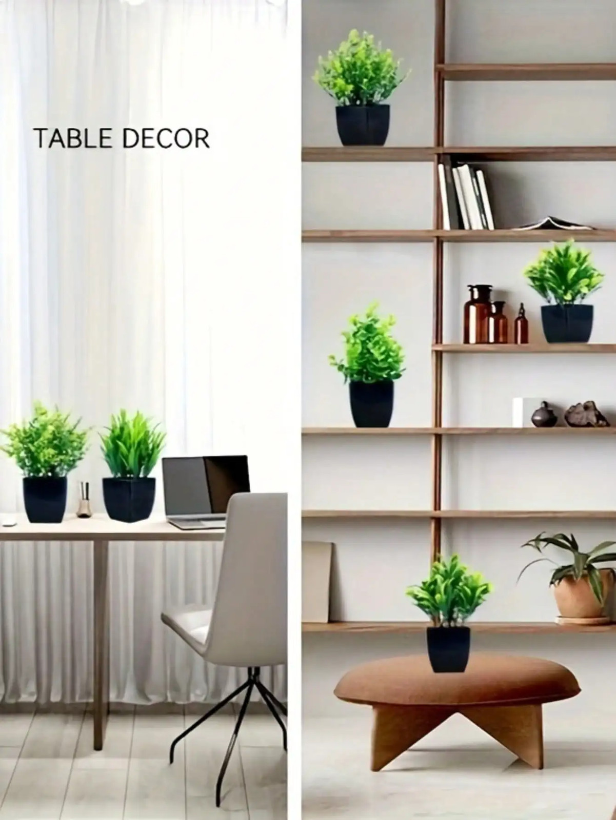 1pc Fake Plant Black Pot, Mini Artificial Eucalyptus Potted Plant for Indoor Hom