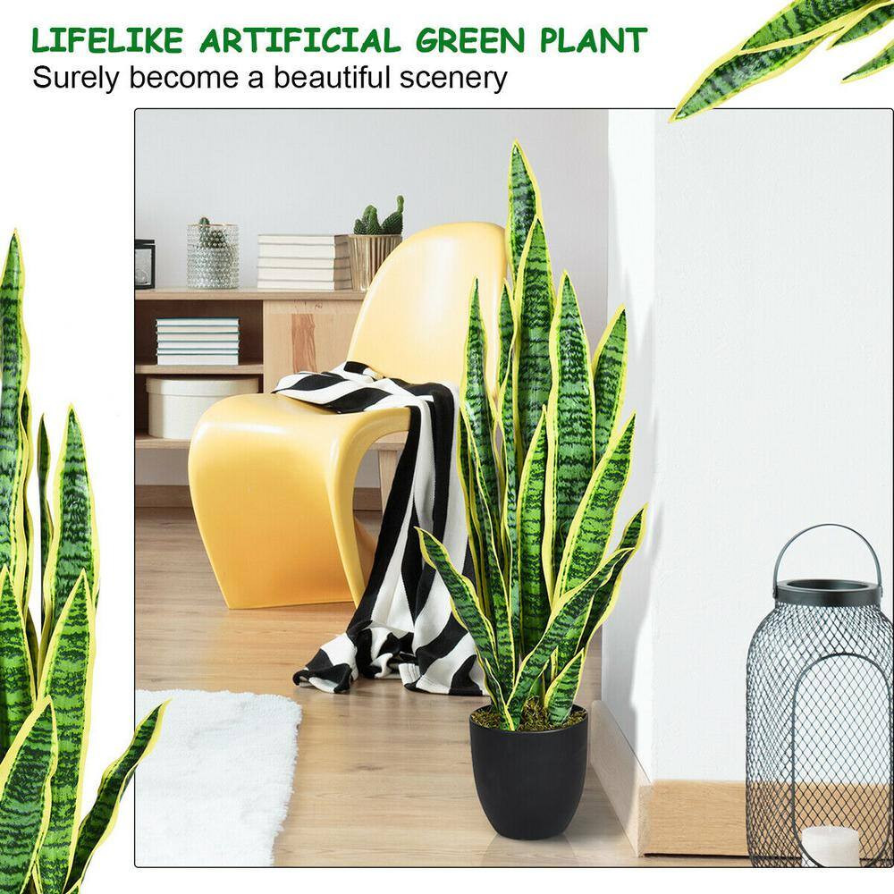 Artificial Snake Plant Sansevieria Faux Indoor Potted Office Home Decor