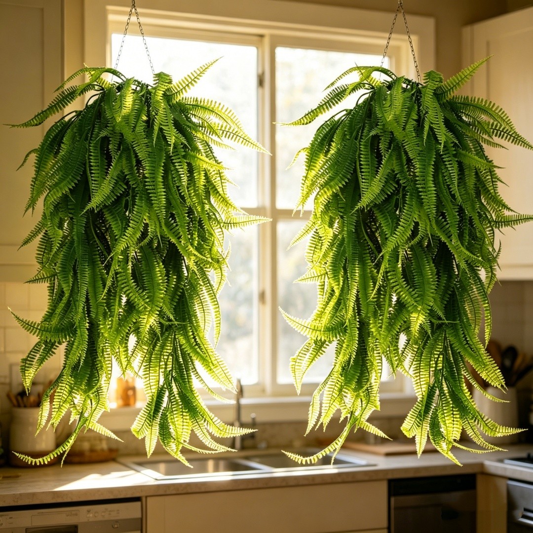 2Pc Artificial Hanging Plant Flower Fake Fern Garland Outdoor Home Wedding Decor