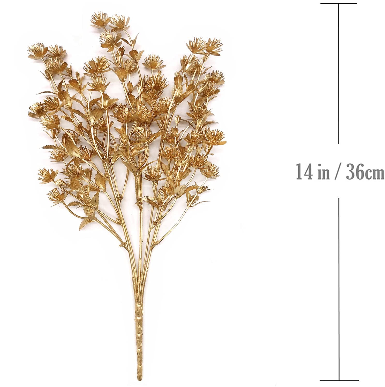 Artificial Flowers Fake Plants Christmas Decorations, Golden Plastic Leaves G…