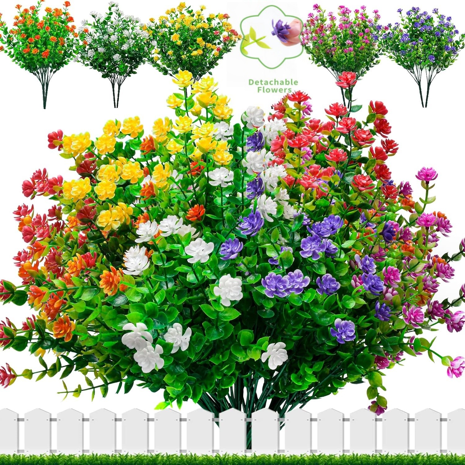10bundle Artificial Flowers Fake Plant Indoor Outdoor Wedding Home Garden Decor