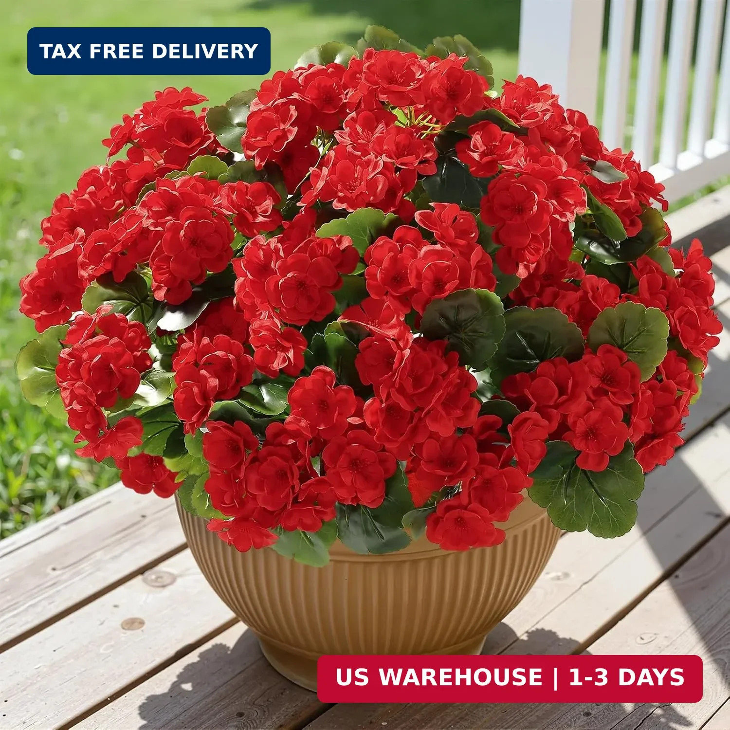 Alupssuc 8Pcs Artificial Geranium Flowers for Outdoors Decoration Silk Floral, U