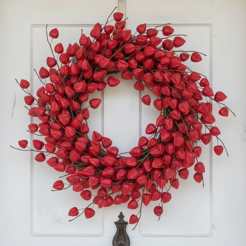 Red Burgundy Chinese Lantern Stems Faux Fall Branches Artificial Physalis 36 Inc