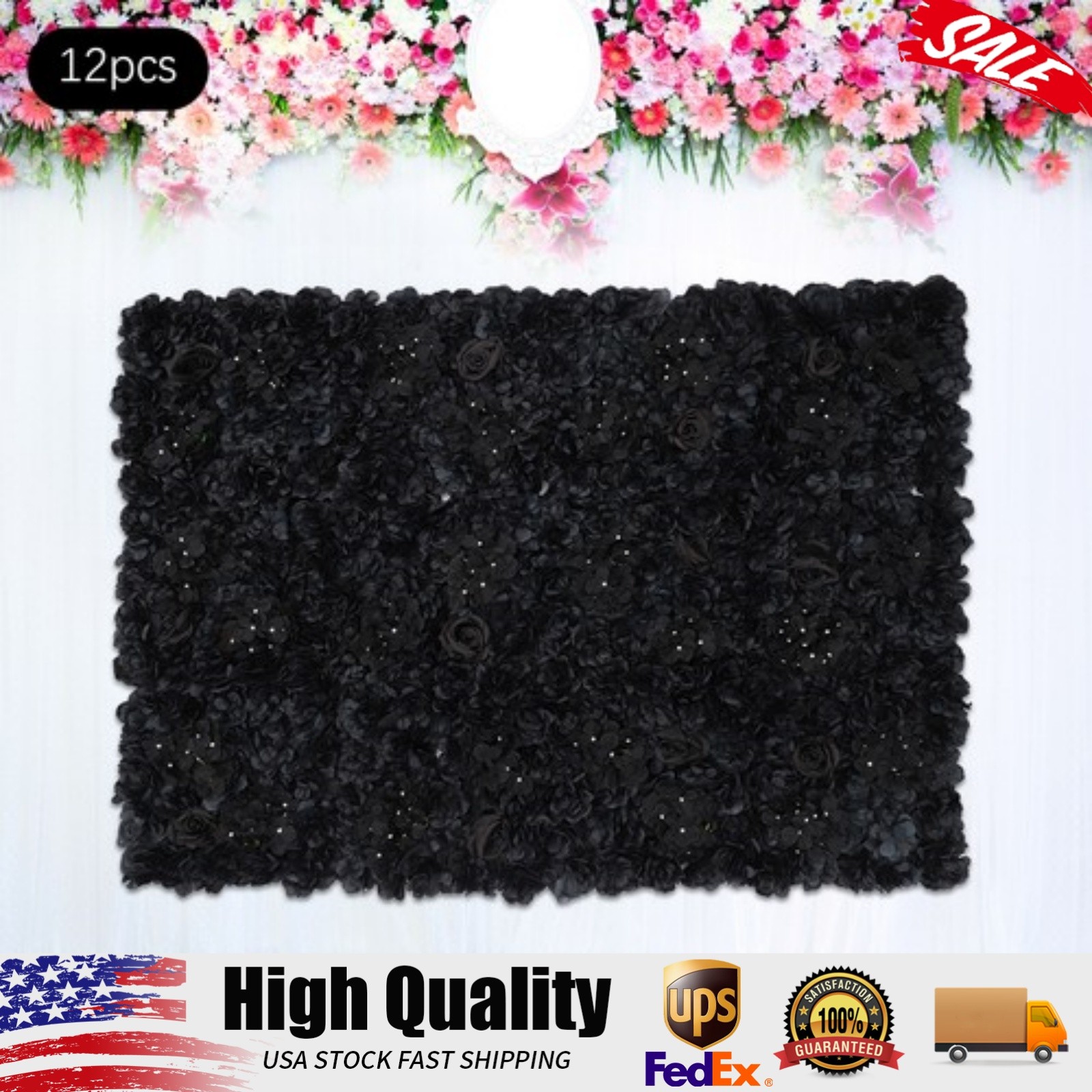 12Pcs Flowers Wall Panels Artificial Backdrop Hydrangeas Dahlias Roses Panels