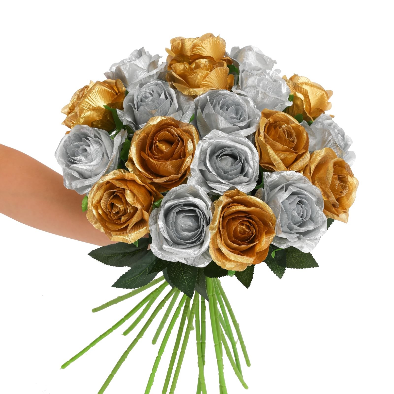 Roses Artificial Flowers – 12 pcs Realistic Long Stems Fake Roses Mashup Styl…
