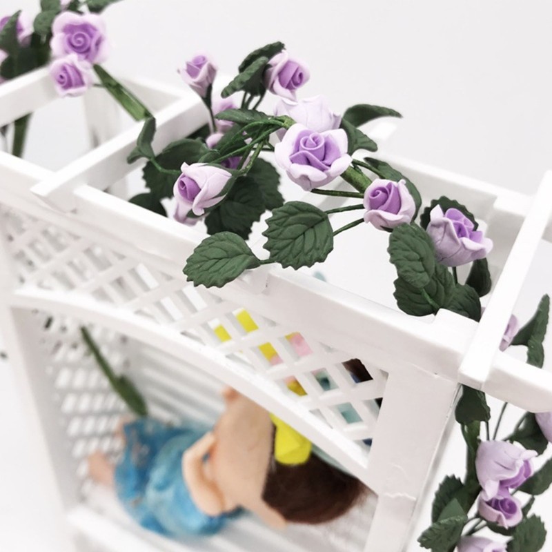 1/12 Miniature Flower Vine Realistic Artificial Rose Flower Garden Scene Display