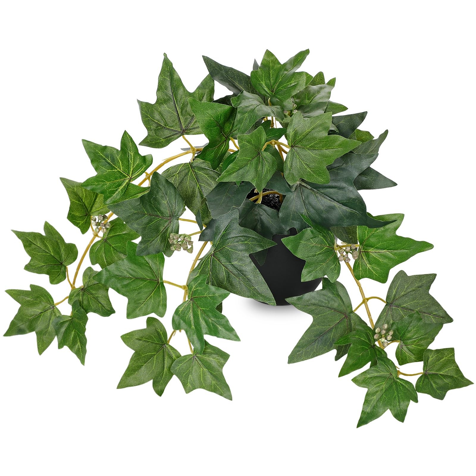 Green 17.7 Inch Small Artificial Potted Ivy Vine Plant Silk Faux Greenery