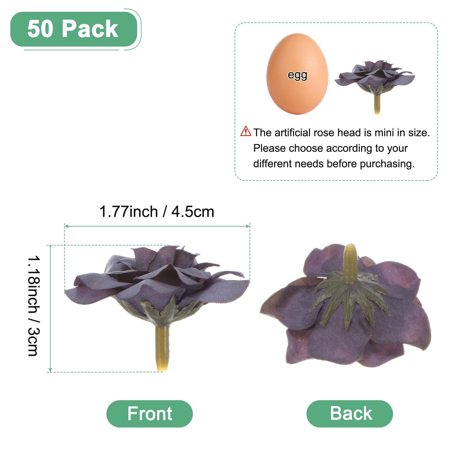 50 PCS Artificial Silk Faux Rose Heads Wedding Bouquet DIY Crafts Bloom Gray
