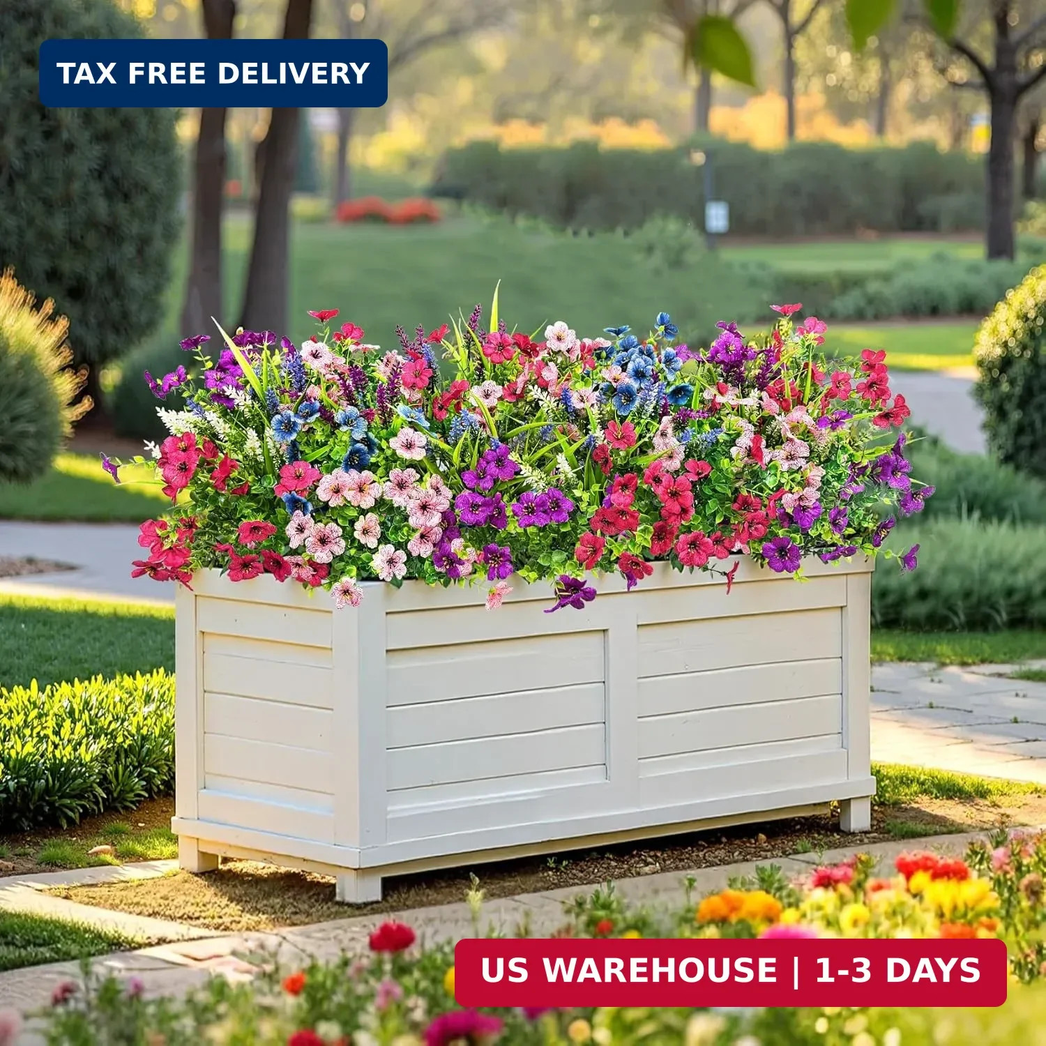 20 Bundles Artificial Flowers for Outdoors Decoration Fake Silk Flowers UV Resis