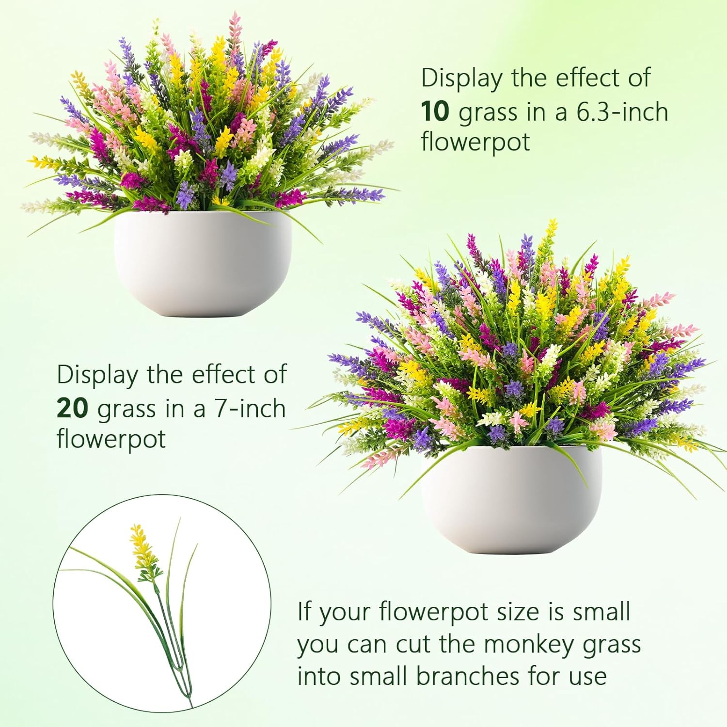 N&T NIETING 10 Bundles Artificial Plants Outdoor Fake Monkey Grass with Flowers
