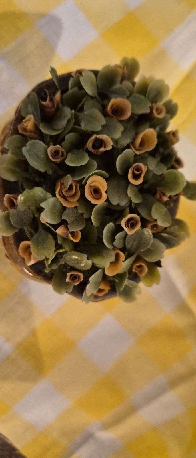 Vintage Artificial Rose Floral Arrangement & Centerpiece in Decorative Pot