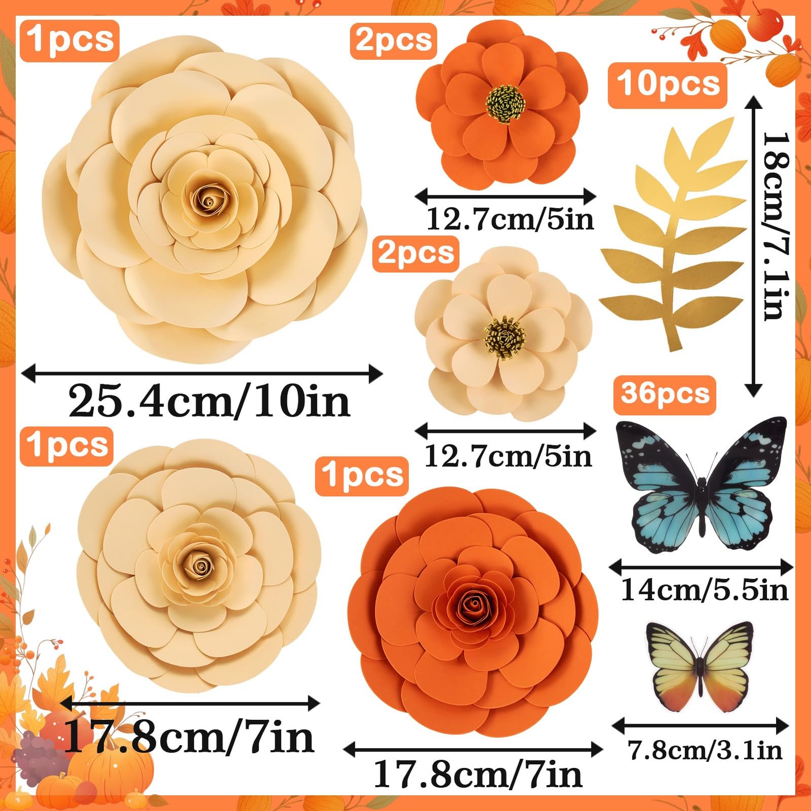 JAZZ Spring Artifical Flowers Decorations for Wall, Orange Bulletin Board Dec…