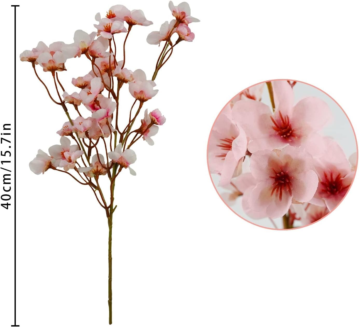 24Pcs Artificial Cherry Blossom Flowers, Silk Peach Flowers Faux Cherry Bloss…