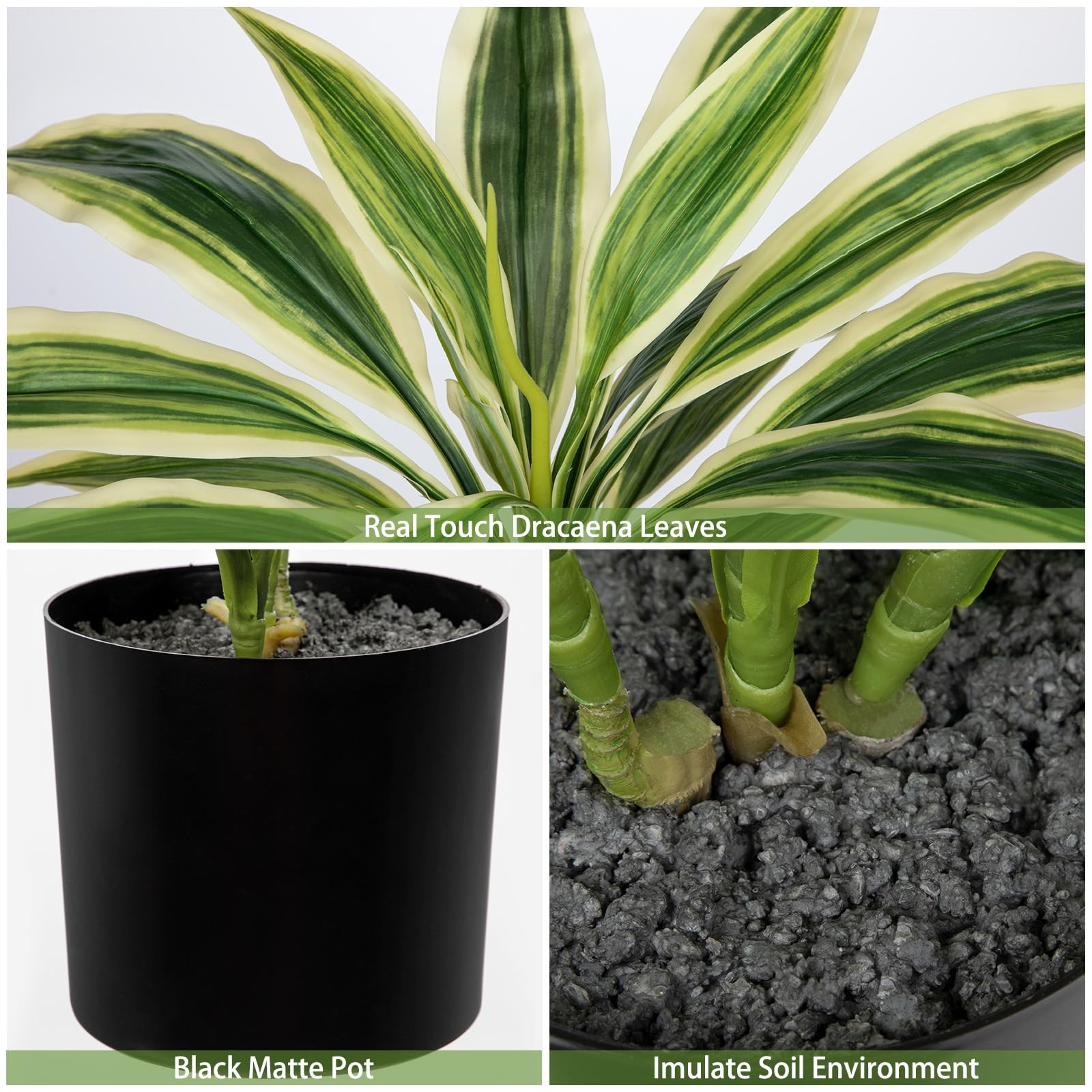 Oairse Artificial Plants Indoor with Pot, 18″ Fake Potted Plants Medium Artif…
