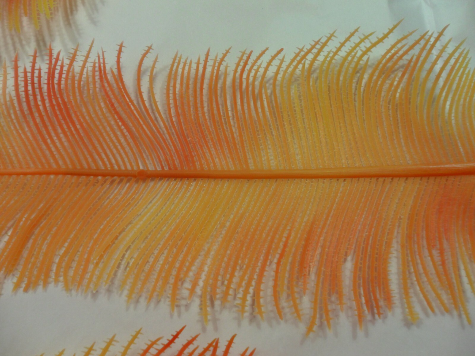 Vintage Plastic Orange Variegated Yellow Feather Fern Stems – 4 Ferns