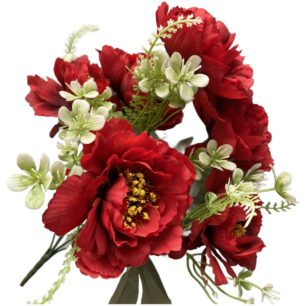 Realistic Peony Silk Flower Arrangement 6 Heads 35cm Height for Indoor Decor