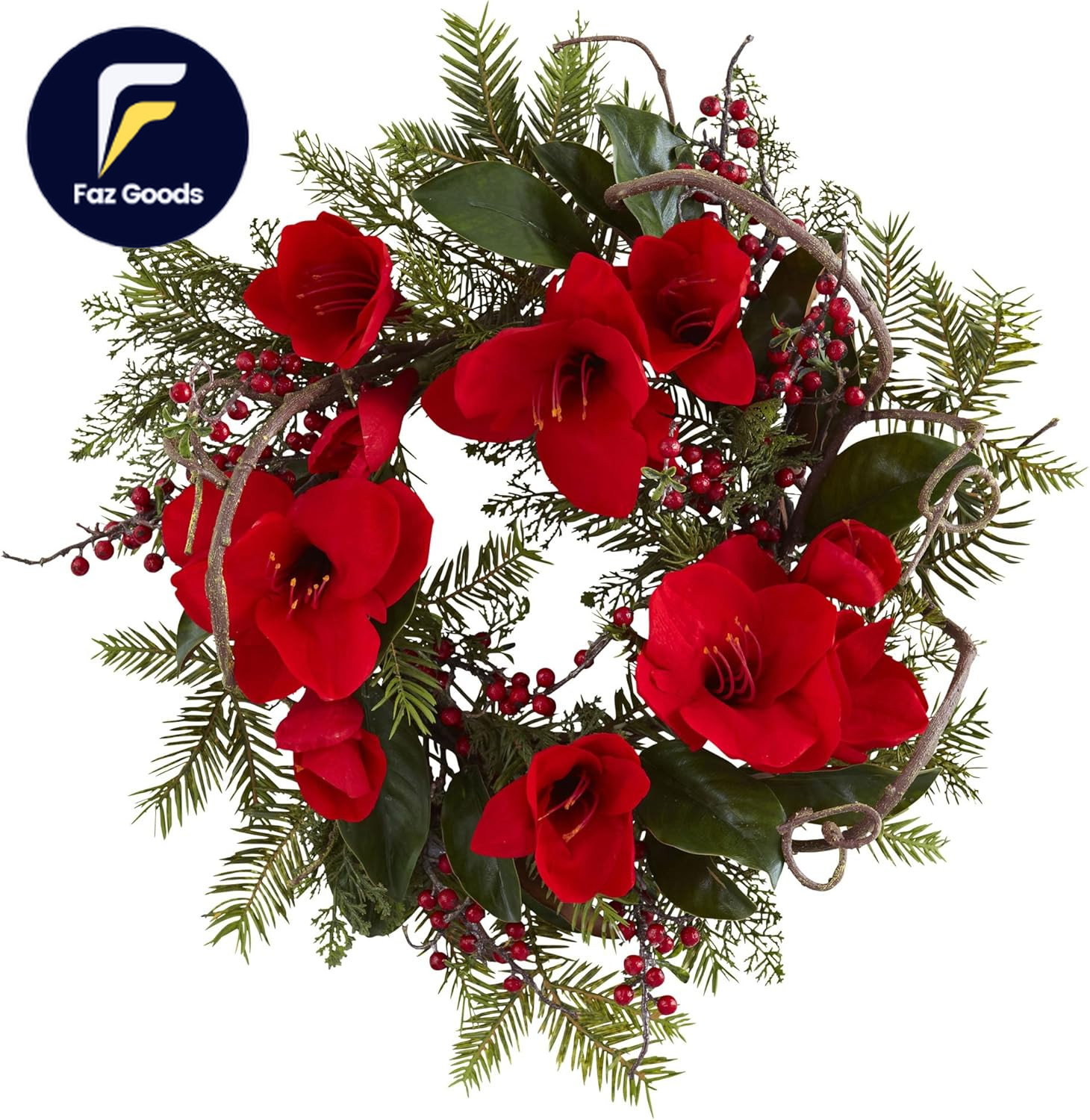 24 in. Amaryllis Artificial Wreath FREE SHIPPING