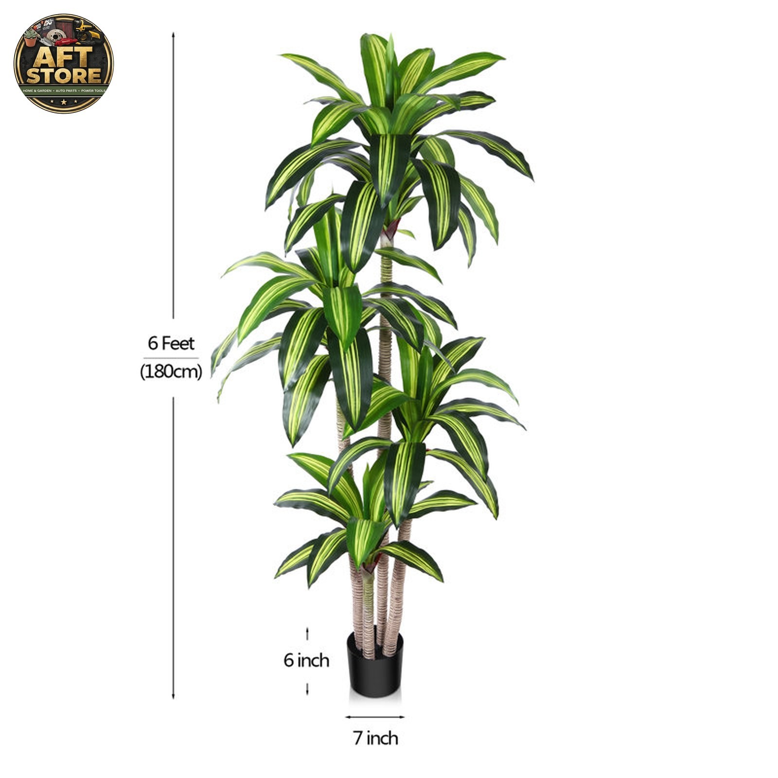 Primrue 71in Artificial Dracaena Tree in Black Pot