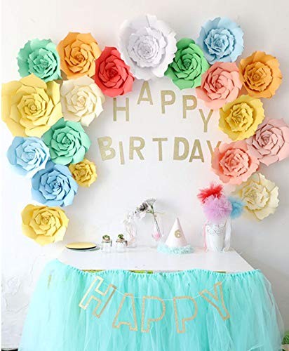 3 PCS Paper Flower Decorations Giant Handcrafted Wall Backdrop Pink 12 Inch