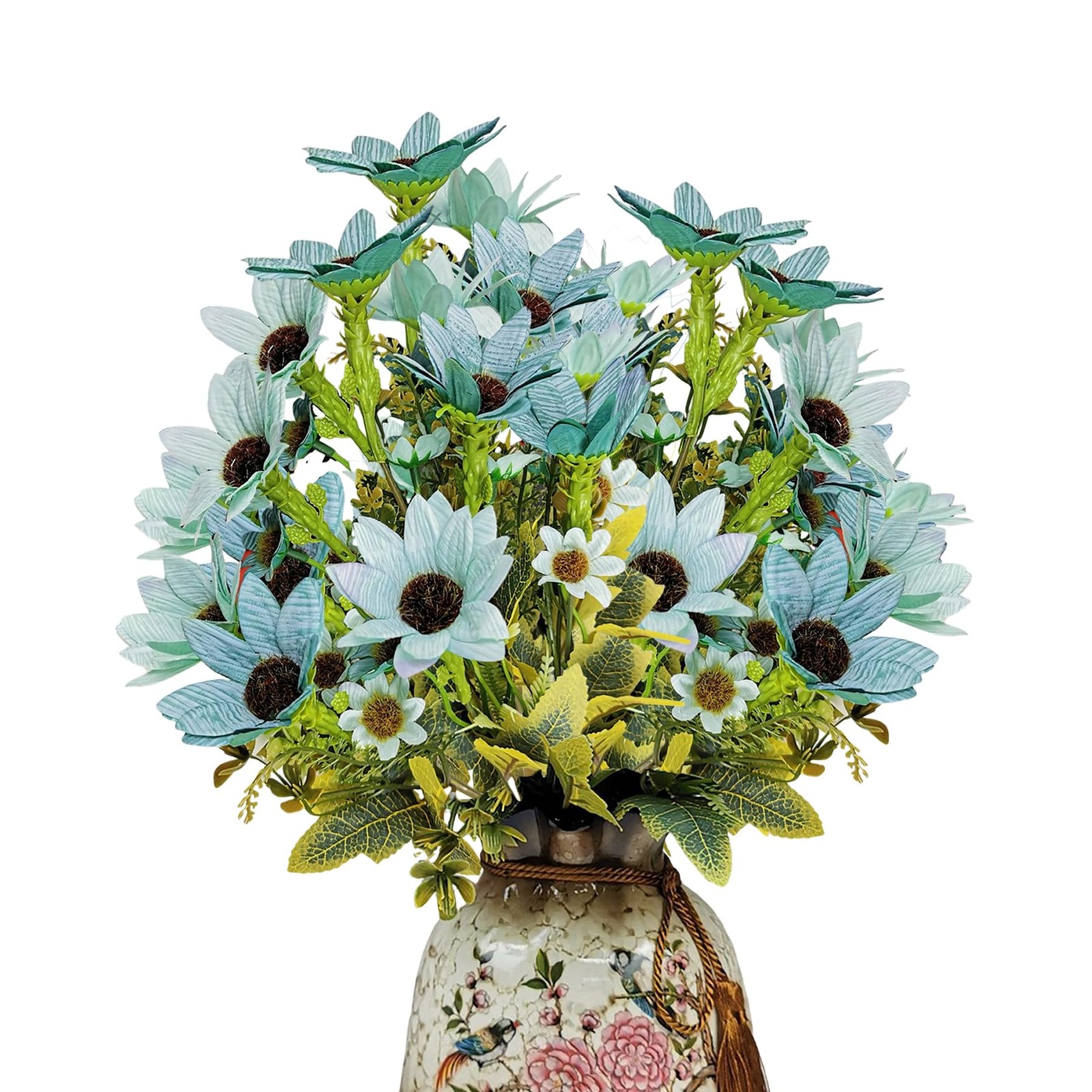 4 PCS Fake Wildflower Artificial Daisies Blue Silk Faux Flowers Home Decor