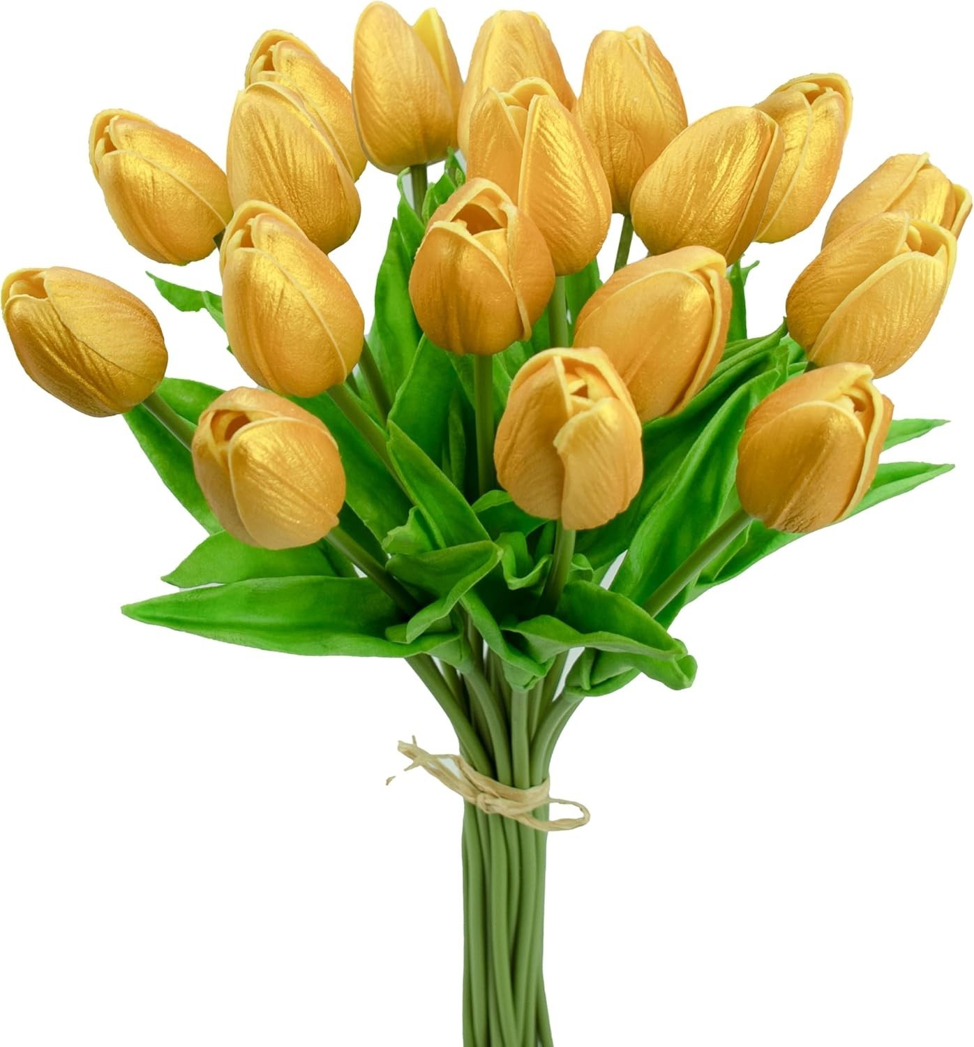 Lifelike Gold Tulips Centerpiece – 20 Eco-Friendly Stems for Stylish Home Decor