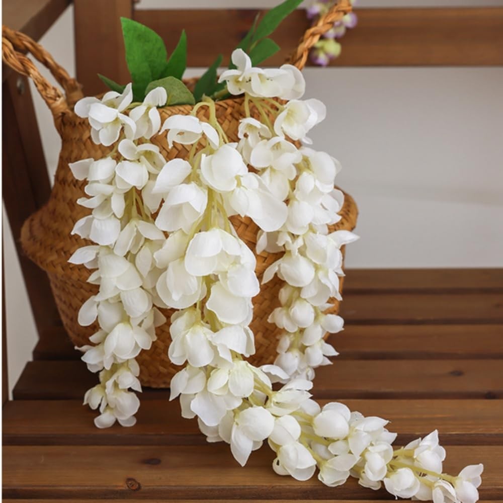 Artificial Wisteria Hanging Flowers 24.8 inch Fake Silk Garland for Wedding A…