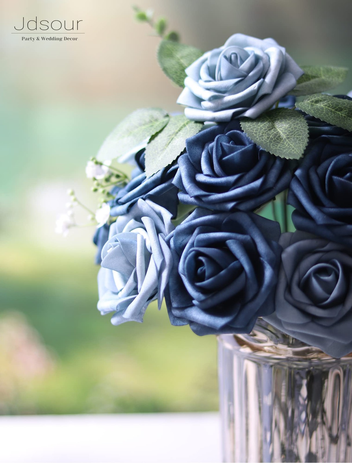 50pcs Artificial Flower，Real Touch Foam Roses w/Stem DIY for Wedding Bouquet …