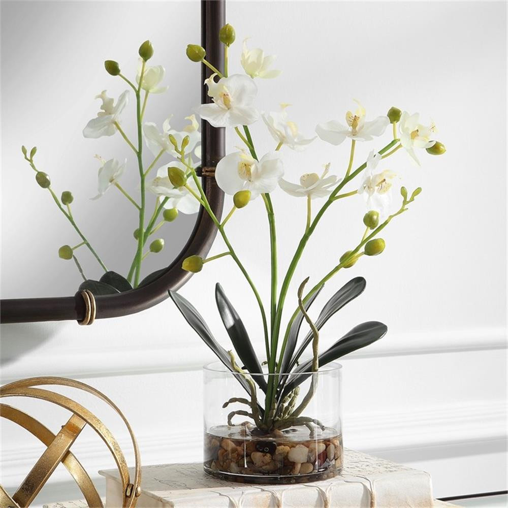 Uttermost Glory Contemporary Polyester Plastic and Iron Orchid in White