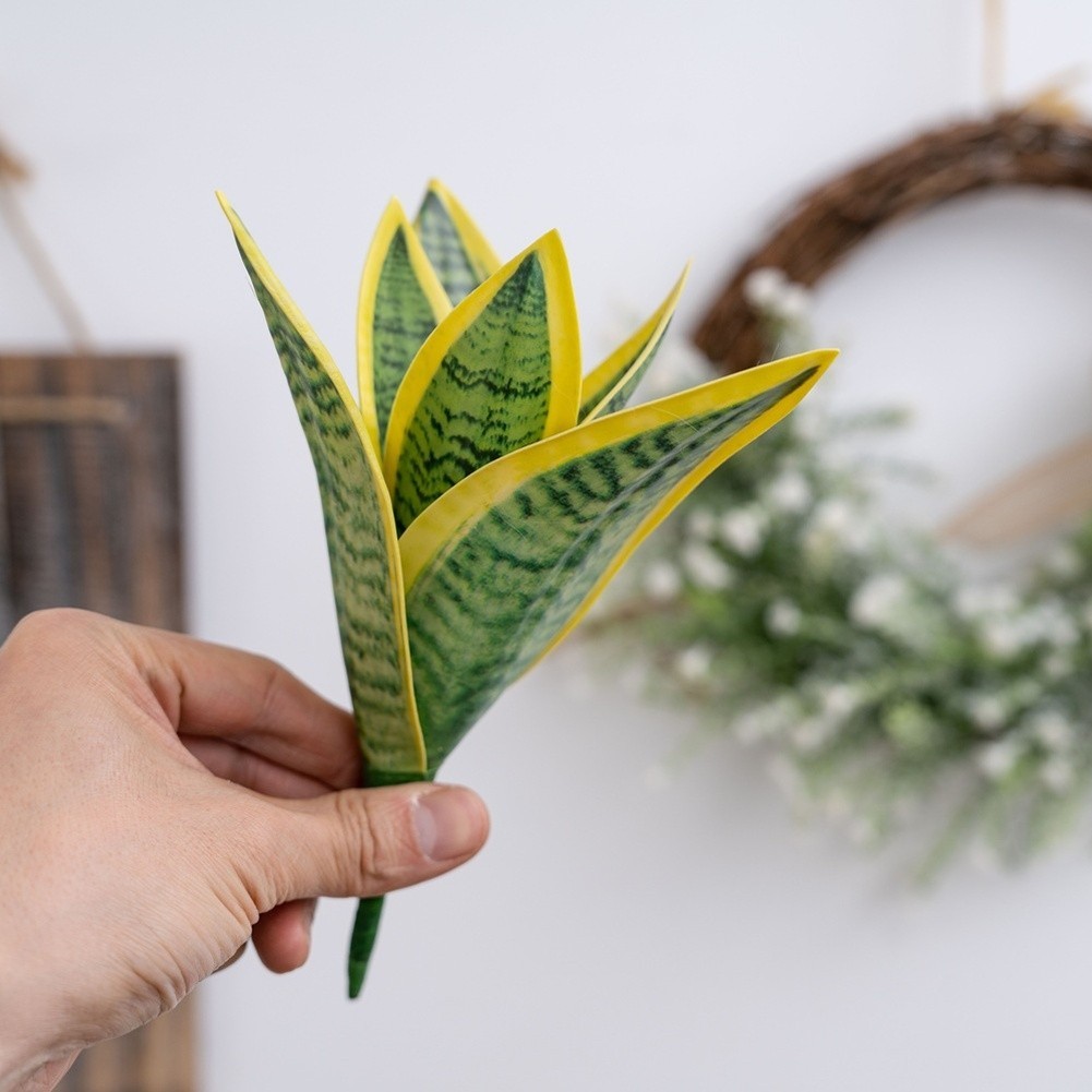 Faux Artificial Snake Plant PVC 19cm Green Leaves for Home Office and Events