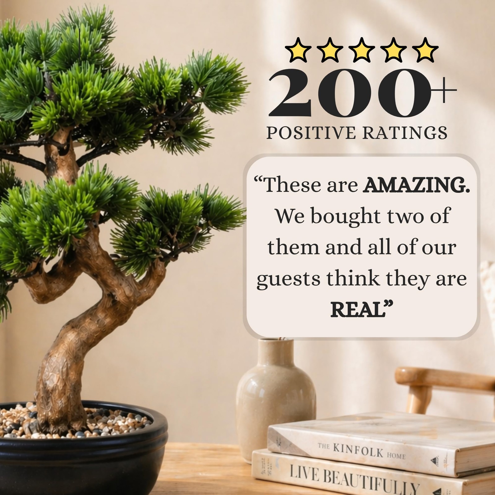 Artificial Bonsai Tree 16″ Tall with Realistic Wood and Ceramic Pot, Fake Pla…