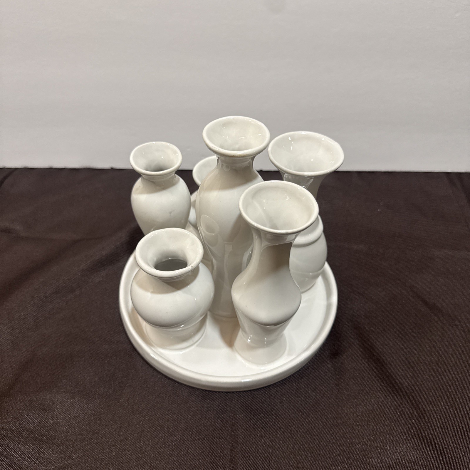 Flower Tray Vase w/Multiple Vases Varying In Height/size To hold Stem Flowers