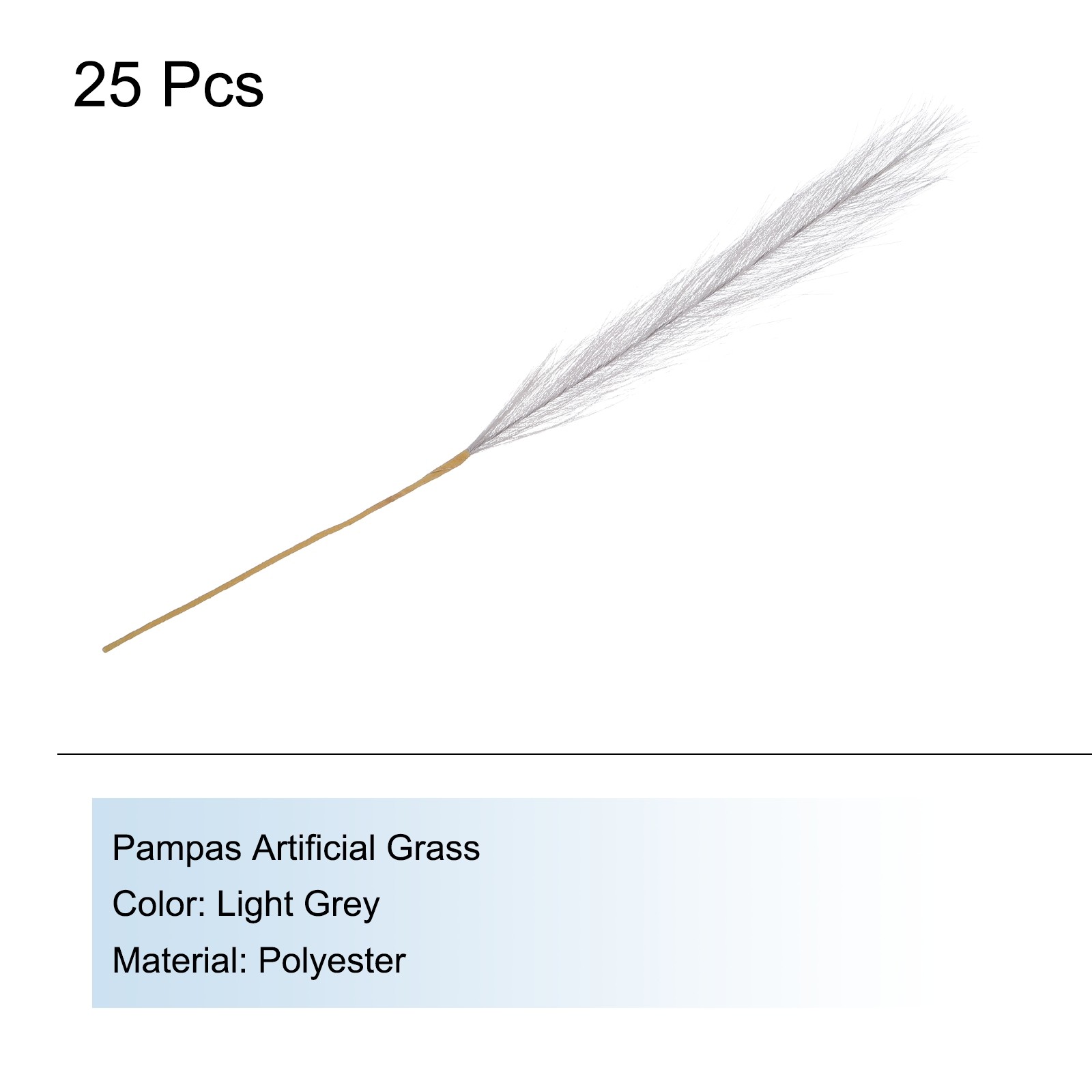 25Pcs Pampas Artificial Grass,21″ Fake Pampas for Wedding Decoration,Light Grey
