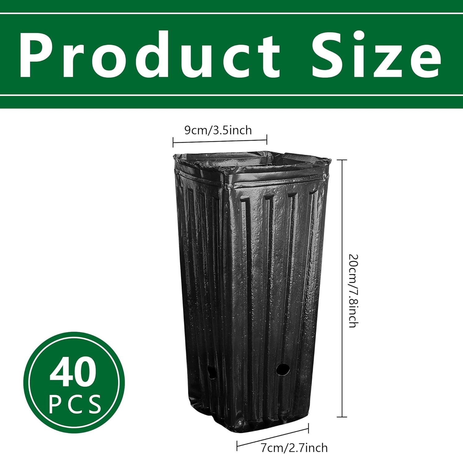 40Pcs Tall Tree Pots,Plastic Deep Nursery Treepots,7.8″ Tall Seedling Flower Pla