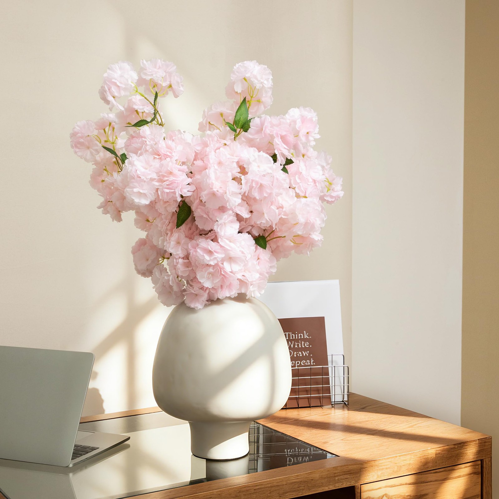 6 PCS 39-inch Cherry Blossom Artificial Flowers, Artificial Elongated Cherry …